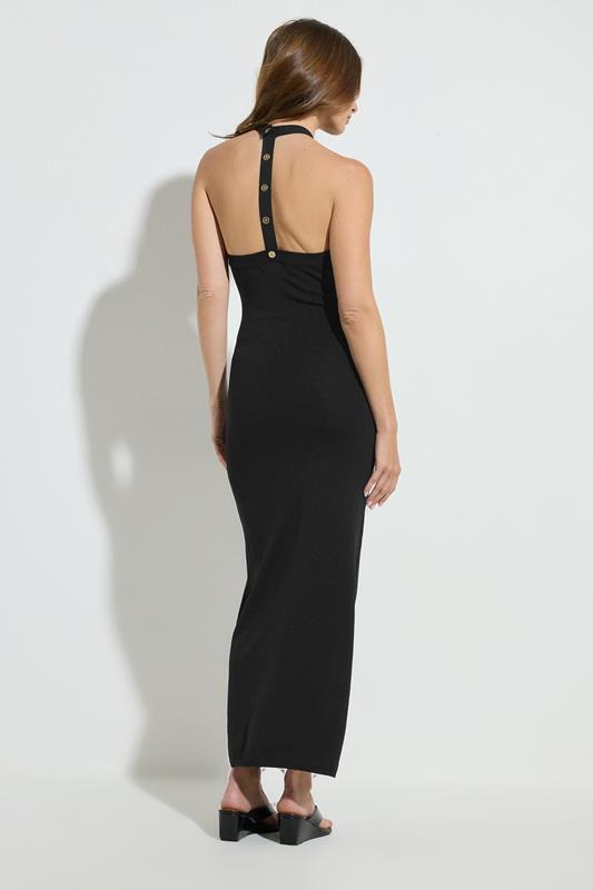 STAR Black Knitted Halter Neck Button Dress | StarByJM 4
