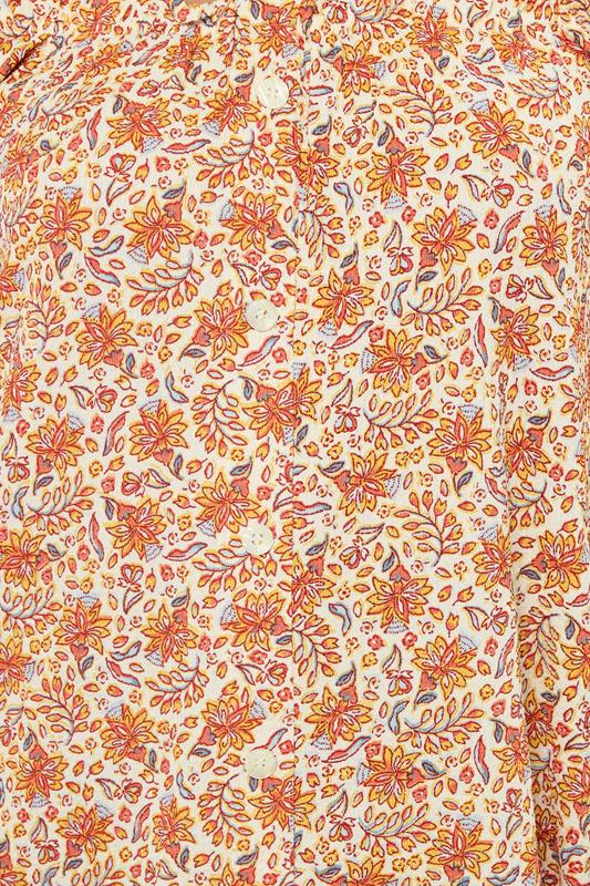 YOURS Plus Size Orange Textured Leaf Print Bardot Top | Yours Clothing 4