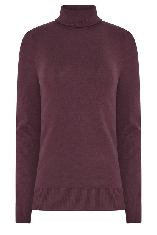 LTS Tall Women's Burgundy Red Knitted Roll Neck Jumper | Long Tall Sally 5
