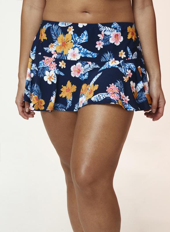 Tropical Print Swim Navy Skirt 2