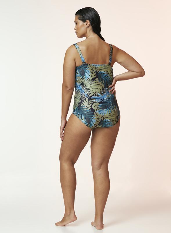 Palm Print Underwire Khaki Swimsuit 4