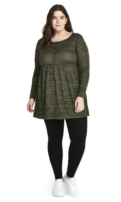 Button Front Khaki Tunic | Evans