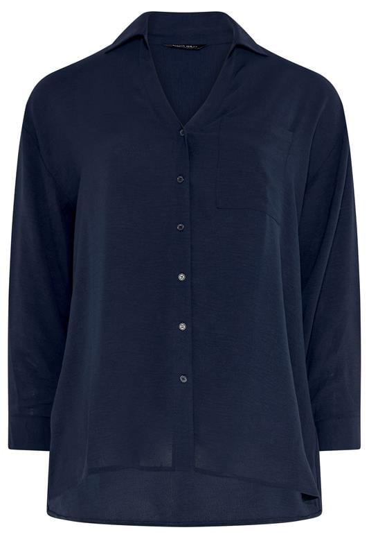 EVANS Curve Navy Blue Long Sleeve Shirt | Evans 5