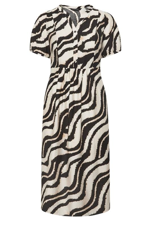 EVANS Plus Size Natural Brown Zebra Placket Midi Dress | Evans