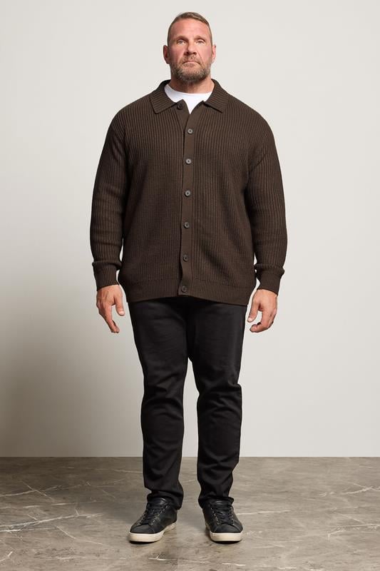 BadRhino Big & Tall Brown Long Sleeve Knitted Shirt | BadRhino 1