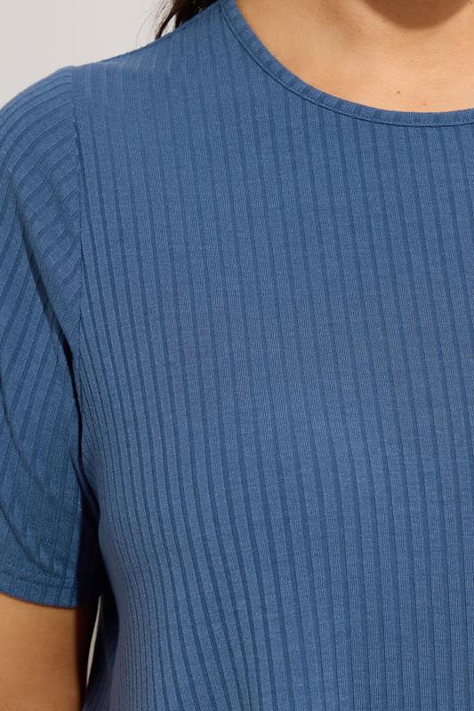 YOURS Plus Size Blue Ribbed Swing Top | Yours Clothing 4