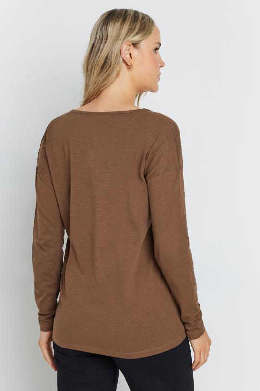 LTS Tall Brown V-Neck Long Sleeve Cotton T-Shirt | Long Tall Sally 3