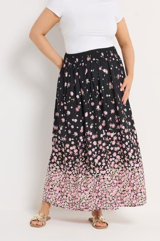  YOURS Curve Pink Floral Ditsy Maxi Skirt