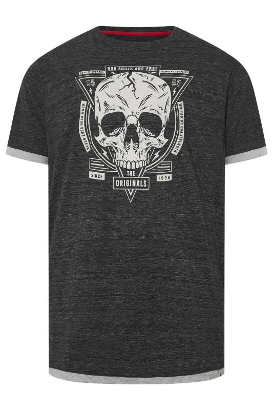 D555 Big & Tall Black Skull Print T-shirt | BadRhino 3