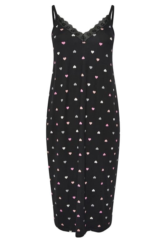 YOURS Plus Size Black Heart Soft Touch Chemise Nightdress | Yours Clothing 5