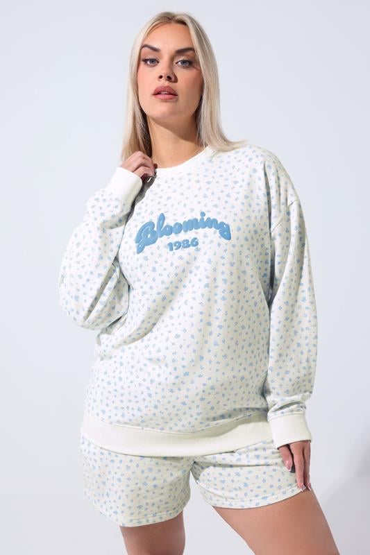 LIMITED COLLECTION Curve White Ditsy Floral 'Blooming' Sweatshirt