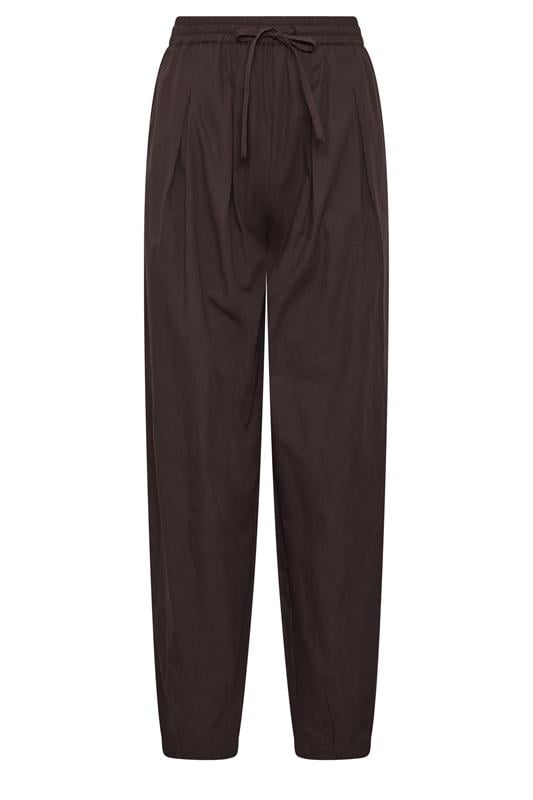 LTS Tall Women's Chocolate Brown Cotton Barrel Leg Trousers | Long Tall Sally 5
