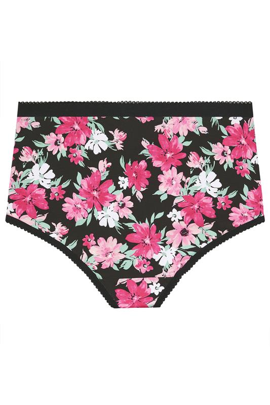 YOURSET Plus Size 5 PACK Black Floral Print Full Briefs | Yours Clothing 8