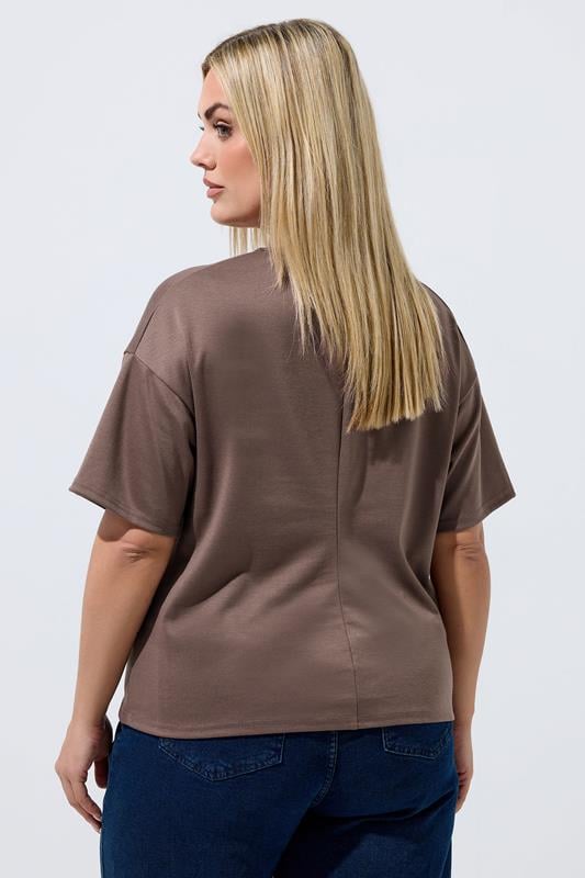 LIMITED COLLECTION Plus Size Mocha Brown Cinched Waist T-Shirt | Yours Clothing 4