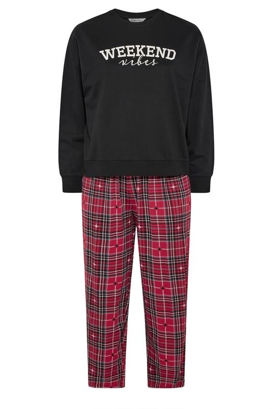 YOURS Plus Size Black 'Weekend Vibes' Sweatshirt Lounge Set | Yours Clothing 5