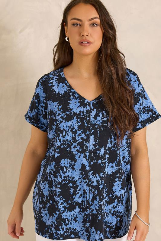  EVANS Curve Blue Tie Dye Cotton T-Shirt
