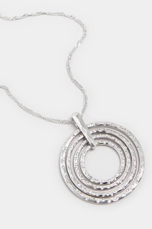 Silver Tone Diamante Circle Pendant Necklace | Yours Clothing 3