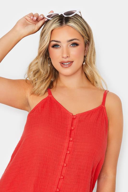 YOURS Plus Size Red Button Cami Vest Top | Yours Clothing 4