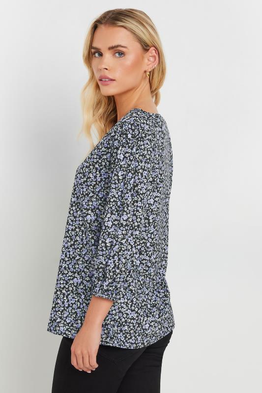 M&Co Petite Blue Ditsy Floral Print Top | M&Co 3