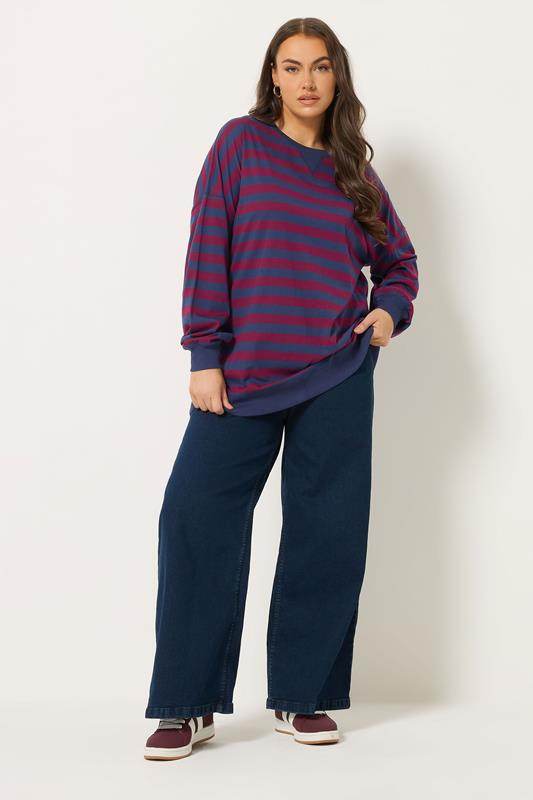 YOURS Plus Size Red Stripe Balloon Sleeve Top | Yours Clothing 2