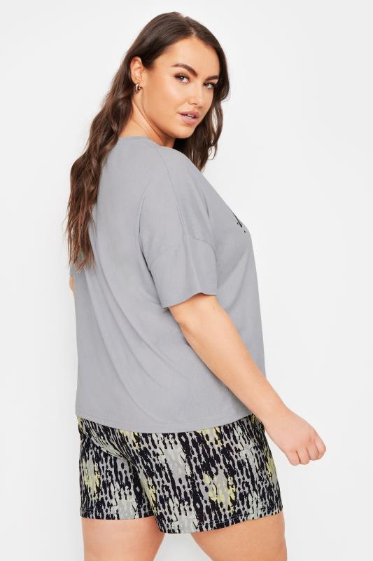 YOURS Plus Size Grey 'Manifesting My Dreams' Slogan Pyjama Set | Yours Clothing 3