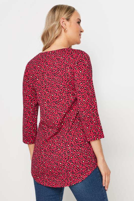 LTS Tall Red Leopard Print Pintuck Button Henley Top | Long Tall Sally 4