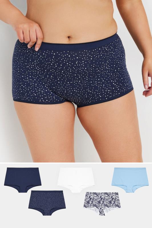 YOURS Plus Size 5 PACK Blue Marble Print Shorts | Yours Clothing 1