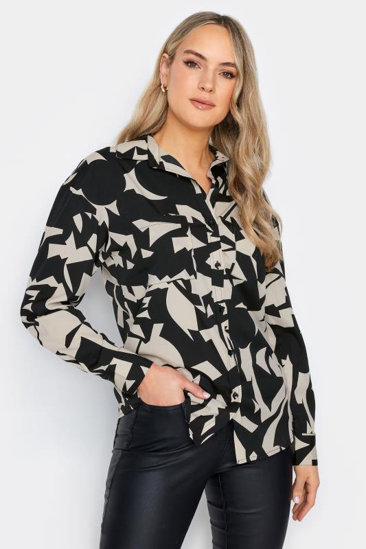 LTS Tall Black & Stone Abstract Print Shirt | Long Tall Sally 1