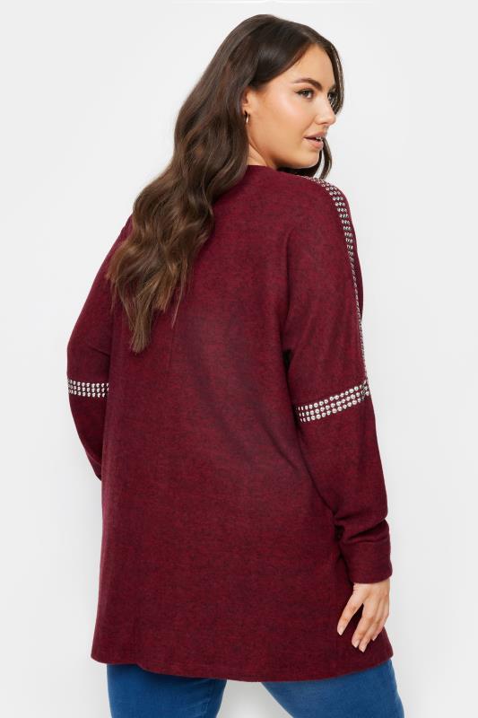 YOURS Plus Size Red Stud Sleeve Embellished Jumper | Yours Clothing 3