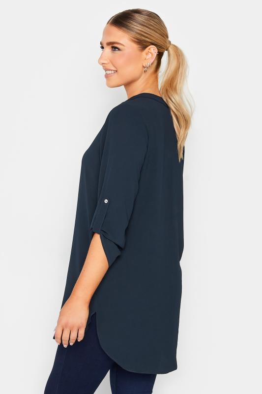 M&Co Dark Blue Long Sleeve Button Blouse | M&Co 3