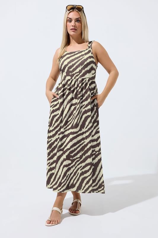 LIMITED COLLECTION Curve Brown Zebra Strappy Dress