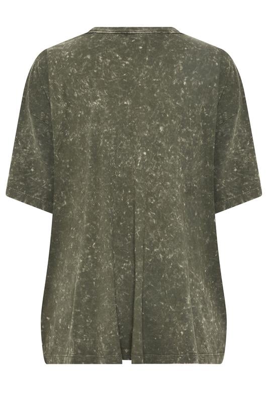 YOURS Plus Size Green Acid Wash 'Cosmic' Oversized T-Shirt | Yours Clothing 6