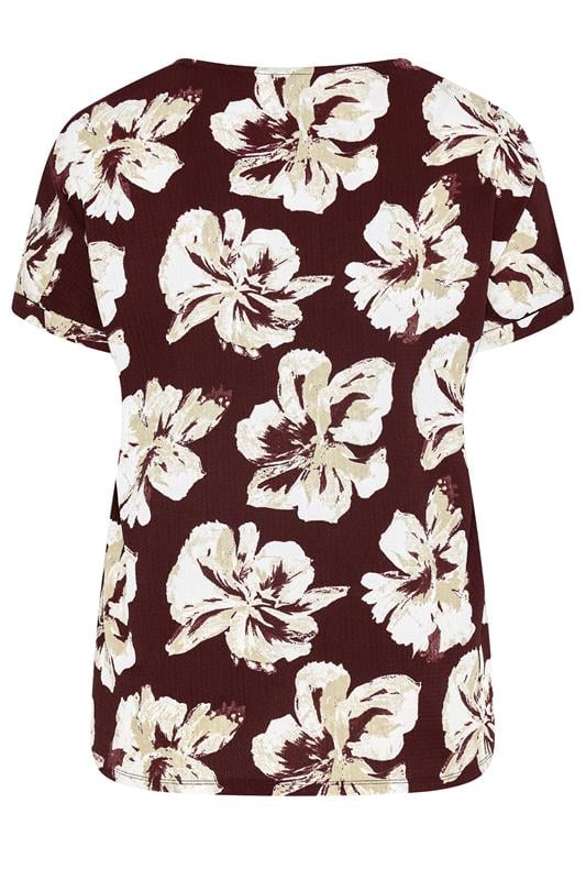 EVANS Curve Berry Red Floral V-Neck Top | Evans 6