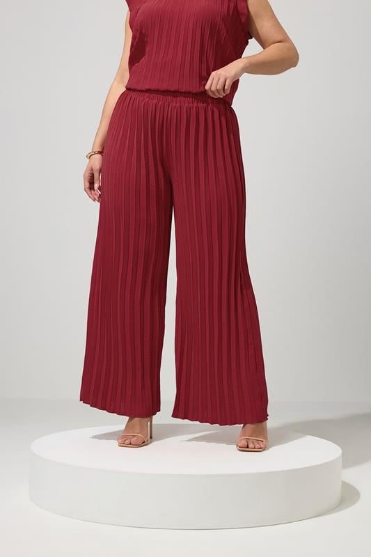 YOURS LONDON Plus Size Red Pleated Trousers | Yours Clothing 1