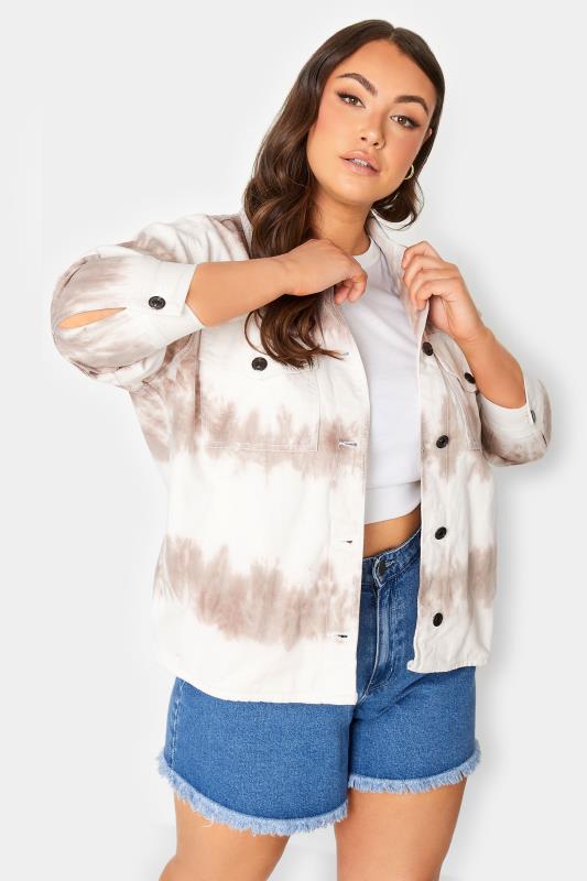 Plus Size White Tie Dye Denim Jacket | Yours Clothing 1