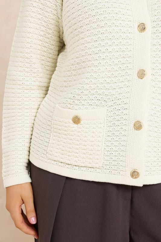 EVANS Plus Size Cream Button Through Knitted Cardigan | Evans  4