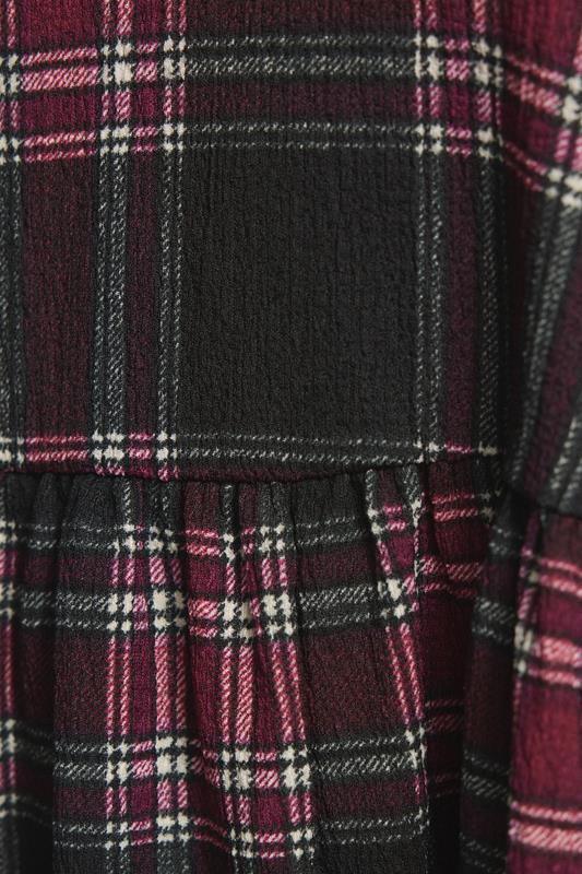 YOURS Plus Size Black Check Textured Peplum Top | Yours Clothing 4