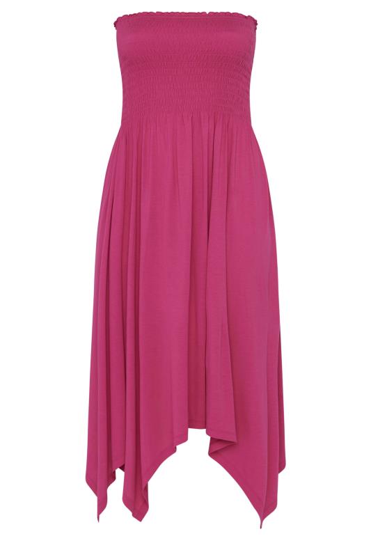 YOURS Plus Size Pink Shirred Bandeau Midi Dress | Yours Clothing 5