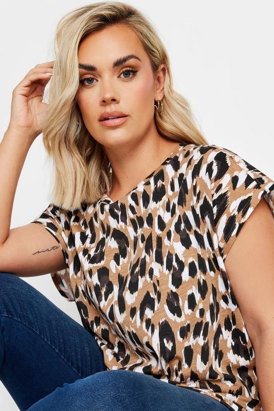 YOURS Plus Size Natural Brown Leopard Print Top | Yours Clothing  5