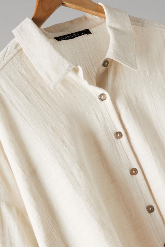 EVANS Plus Size Natural Cream Cotton Shirt | Evans 8