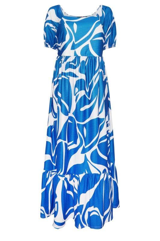 YOURS Plus Size Blue Swirl Print Maxi Dress | Yours Clothing 6