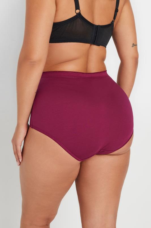 YOURS 5 PACK Plus Size Pink & Black Stretch Cotton Full Briefs | Yours Clothing  4