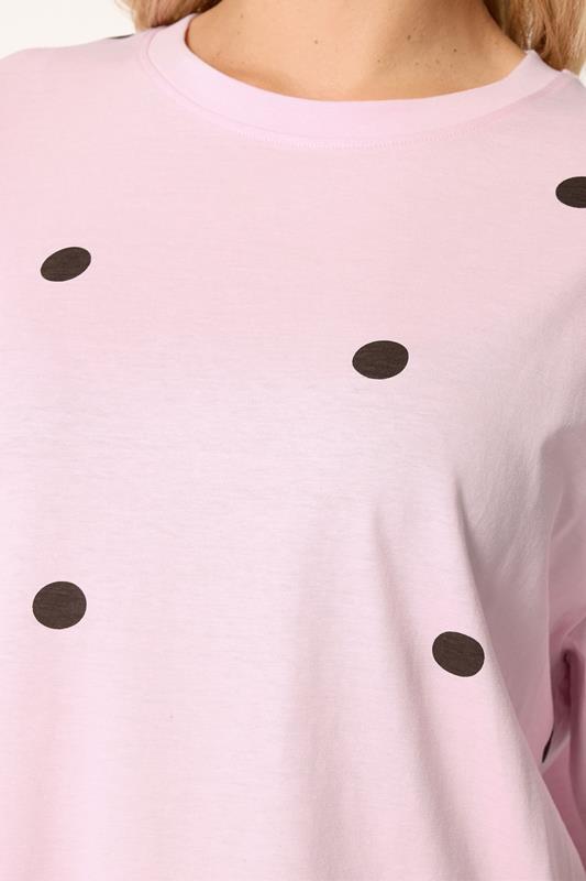 YOURS Plus Size Pink Spot Oversized T-Shirt | Yours Clothing 4