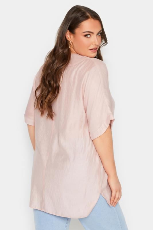 YOURS Curve Plus Size Light Pink V-Neck Top | Yours Clothing  3