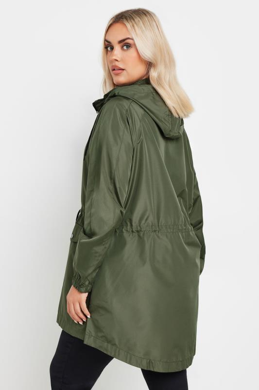 YOURS Plus Size Khaki Green Drawstring Lightweight Parka Jacket | Yours Clothing 3