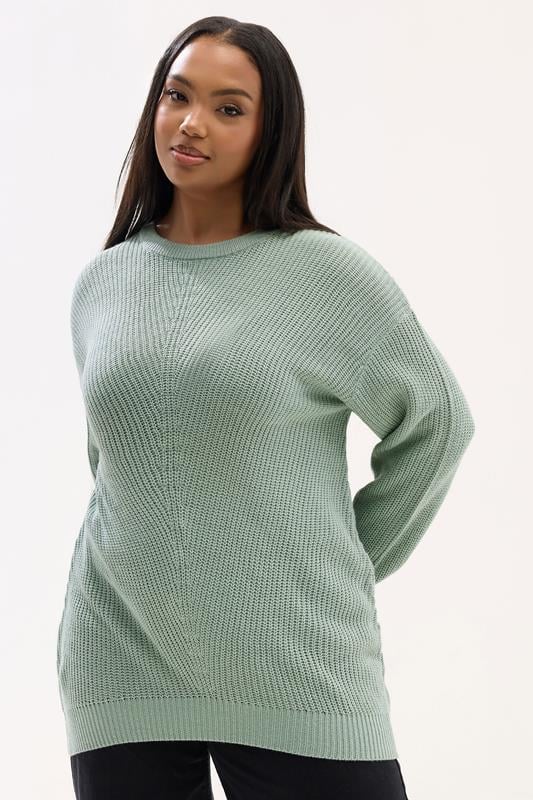 YOURS Plus Size Essential Sage Green Knitted Jumper | Yours Clothing 1
