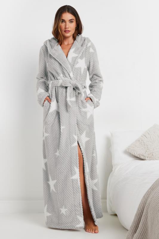 LTS Tall Grey Star Print Waffle Maxi Dressing Gown | Long Tall Sally 2