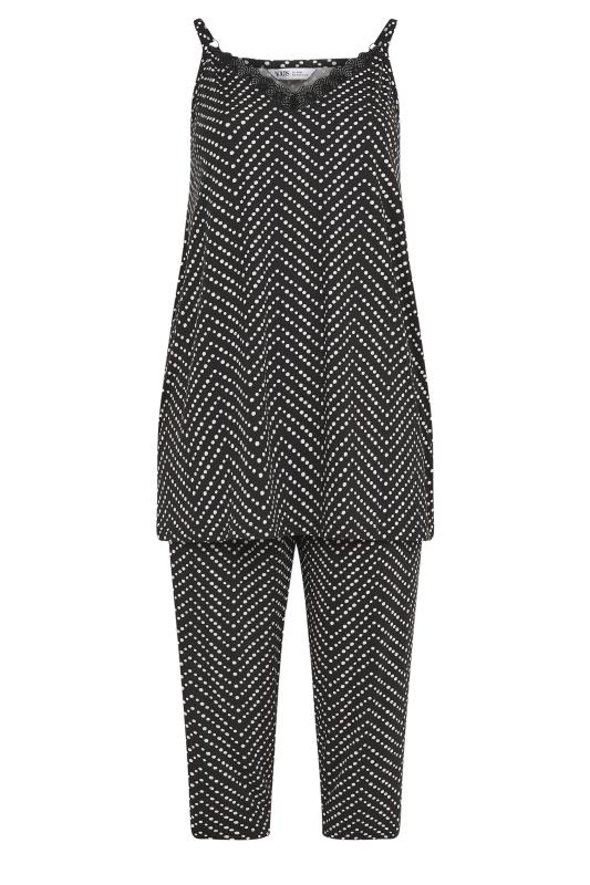 YOURS Plus Size Black Spot Print Pyjama Set | Yours Clothing 5