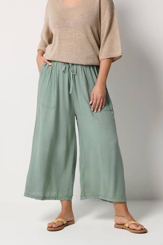 YOURS Curve Sage Green Chambray Culottes