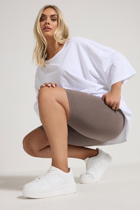 YOURS Plus Size Mocha Brown Cycling Shorts | Yours Clothing 2